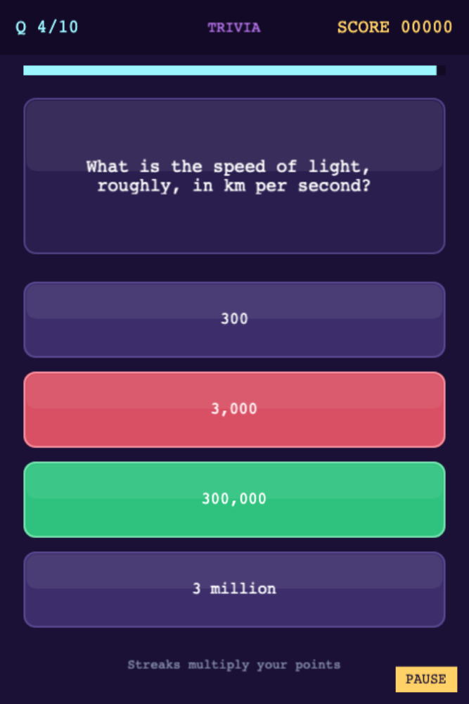 Trivia quiz